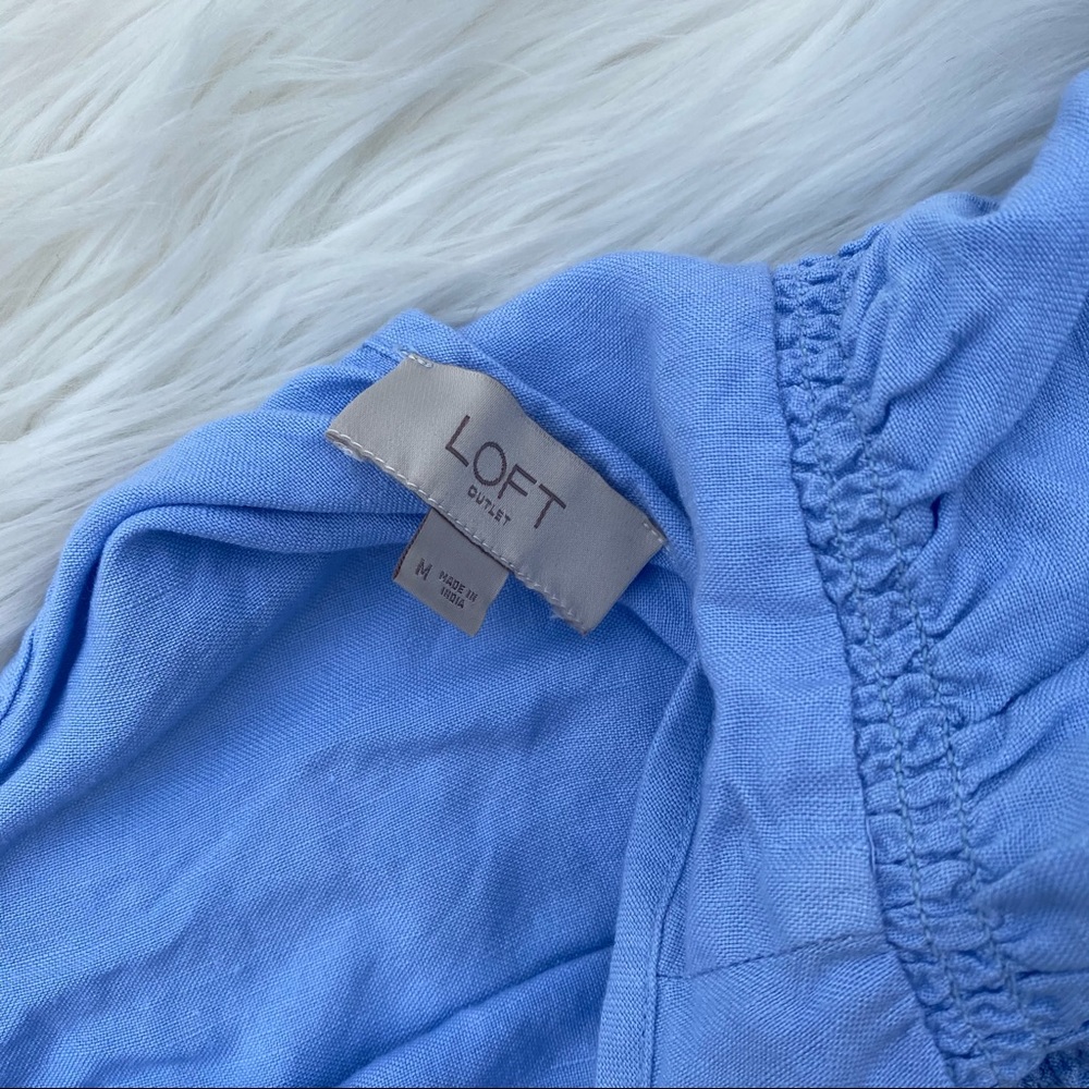 LOFT Blue Ruffle Sleeve Top - Picture 2 of 3